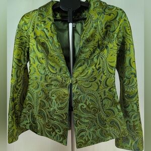 Silk Vibrant Green Paisley Women's Tuxedo Jacket